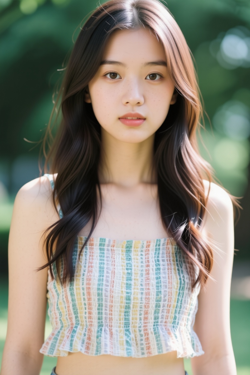 change the short hair to long brown hair

