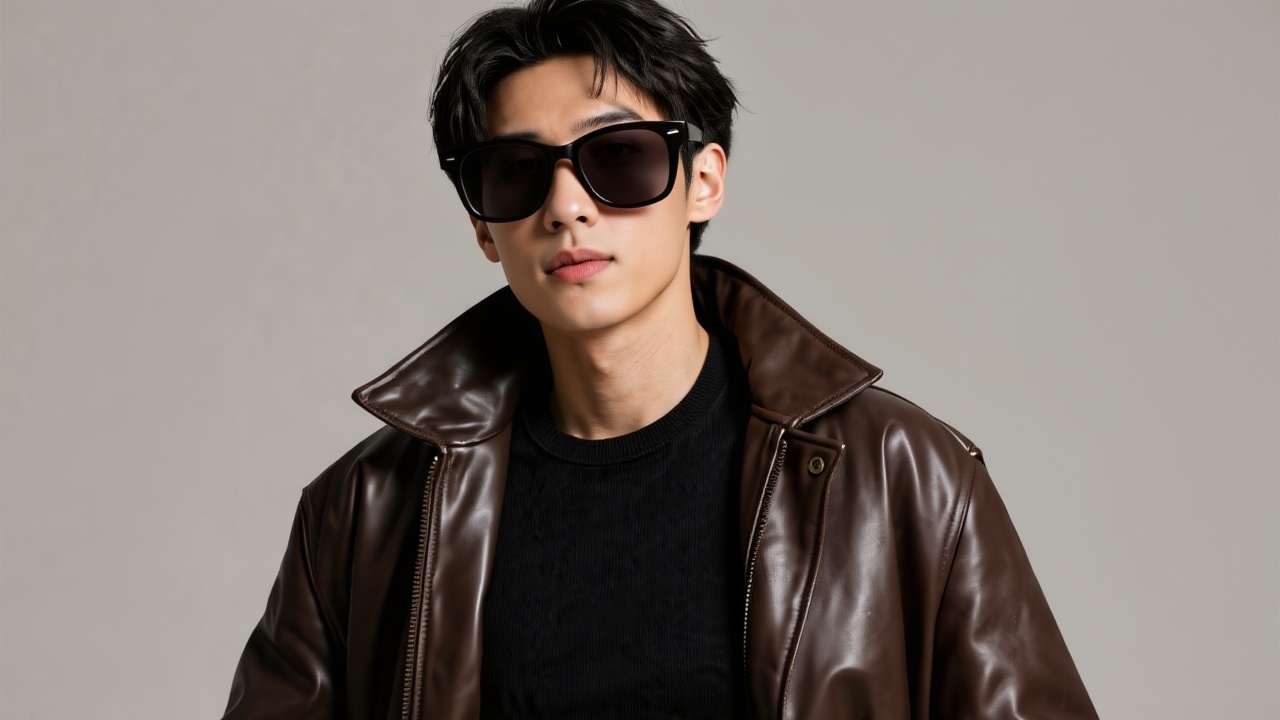 The boy put on sunglasses.