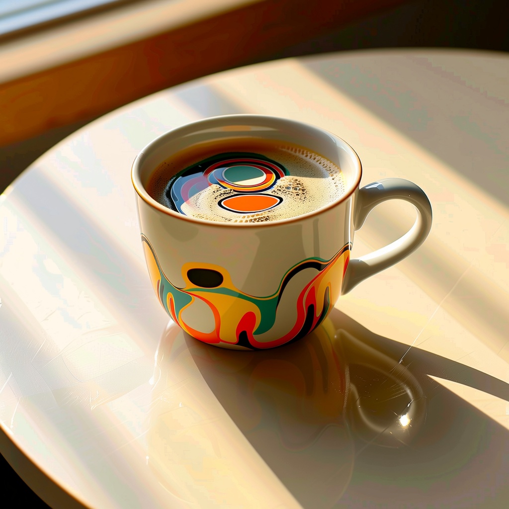 Convert into abstract painting with distorted colors and flowing shapes, surreal art style