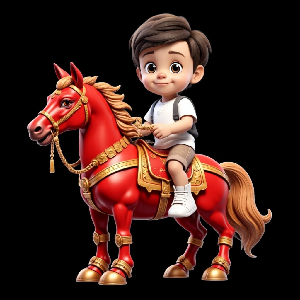The boy is riding a horse.