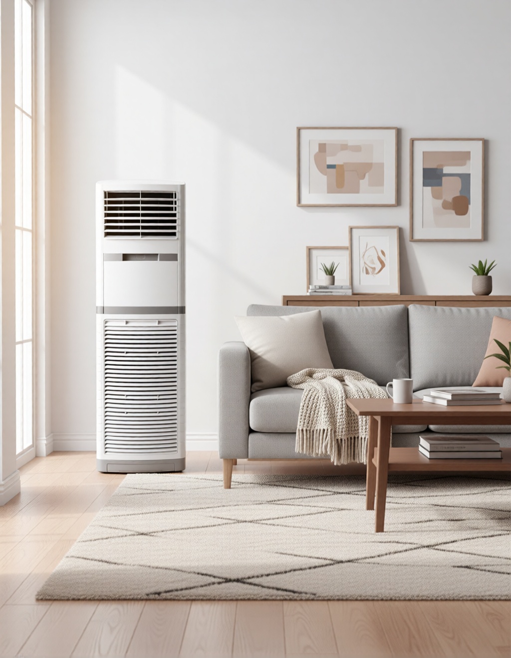 Put this air conditioner in the living room next to the sofa.