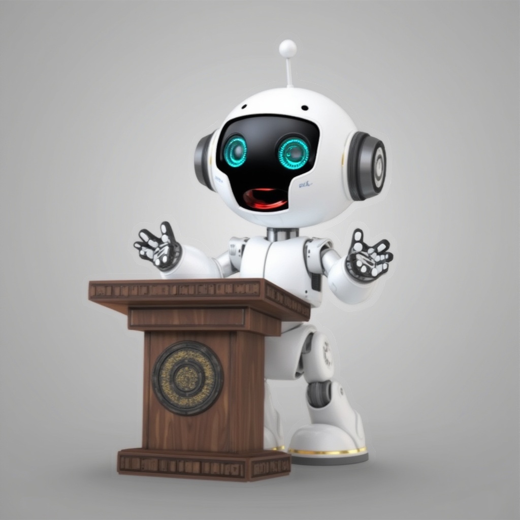 A robot is giving a speech.