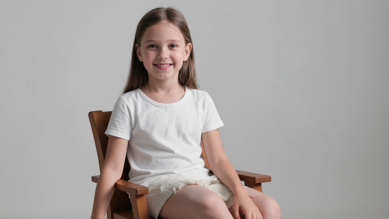 The girl is sitting on a chair.