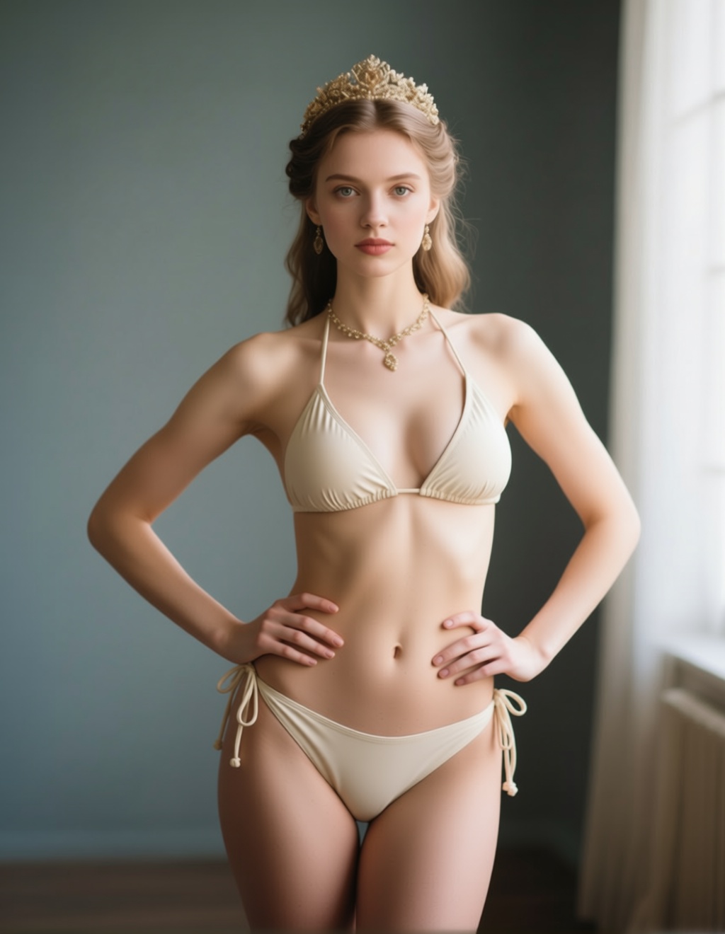 Get her to put on a bikini and strike a sexy pose